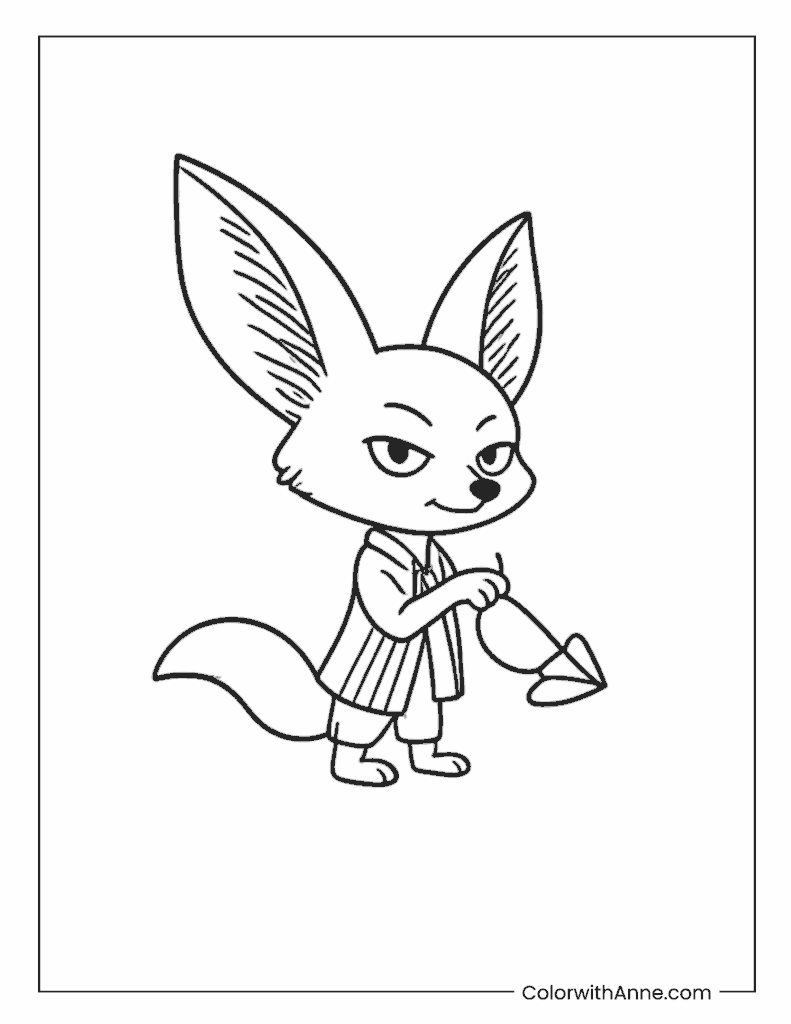 Simple Finnick Holding a Fancy Glass Coloring Page for Kids