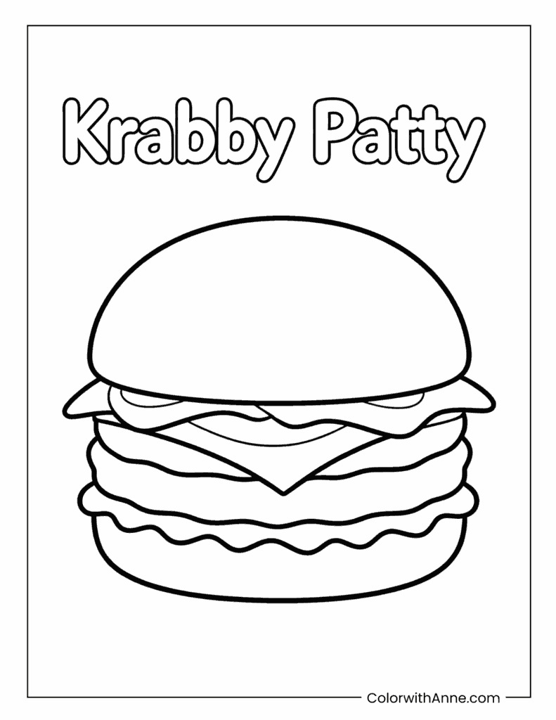 Simple Krabby Patty Coloring Page