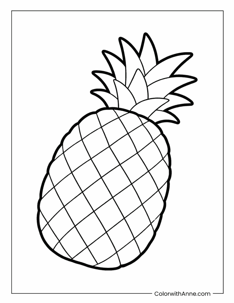 Simple Pineapple with Leafy Top Coloring Page