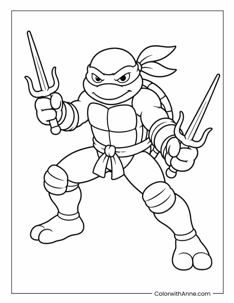 Simple Raphael’s Sai Fighter Coloring Page for Kids