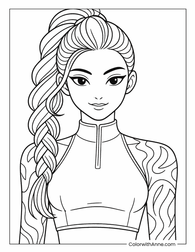 Simple Rumi Coloring Page with Demon Marks