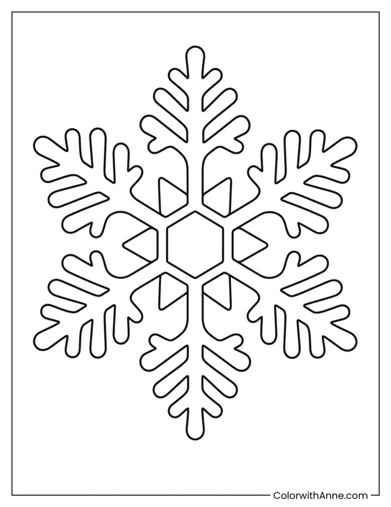 Simple Six-Point Snowflake Coloring Page
