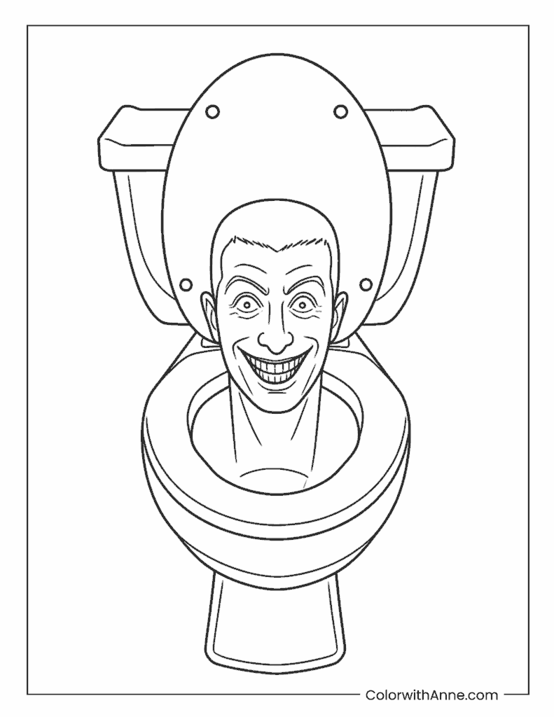 Simple Skibidi Toilet Surprise Coloring Page