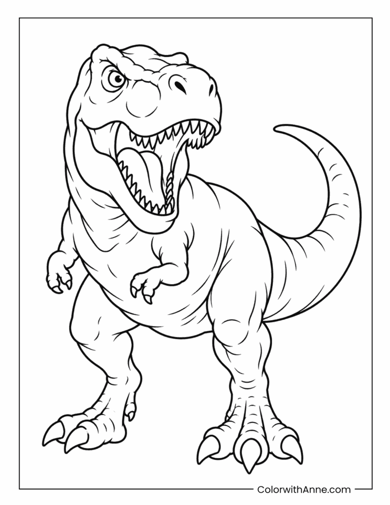 Simple T-Rex Dinosaur Coloring Page for Kids
