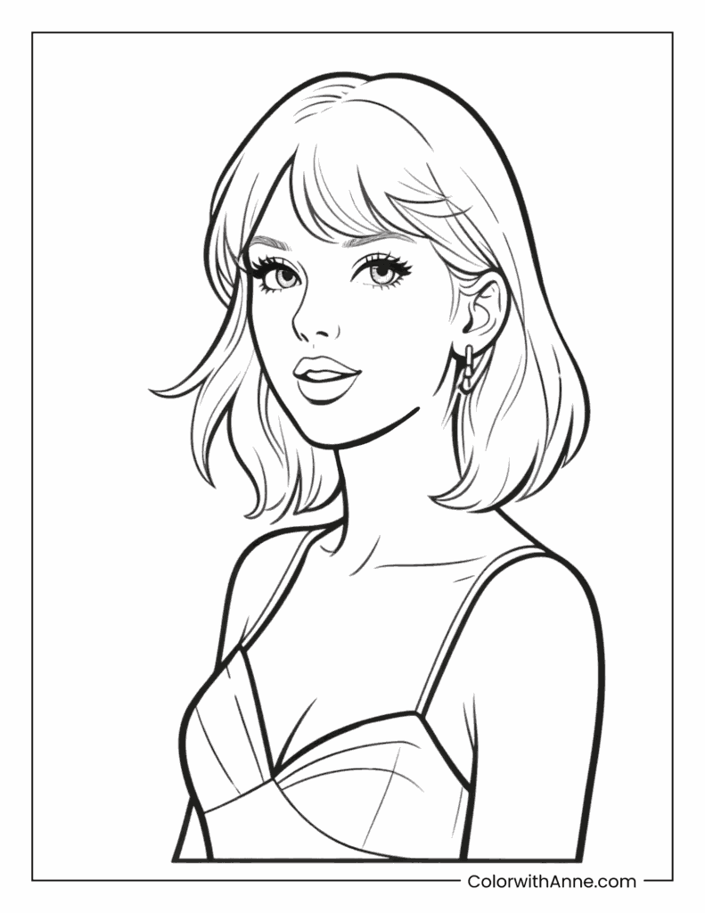 Simple Taylor Swift Coloring Page for Preschoolers