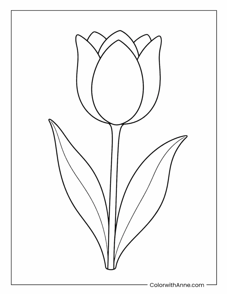 Simple Tulip Flower Coloring Page for Kids