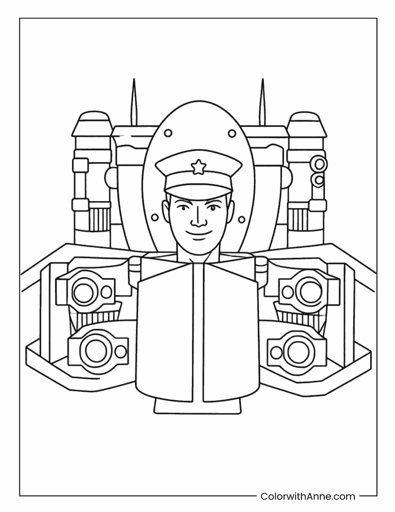 Skibidi Toilet Boss with Guards Coloring Page