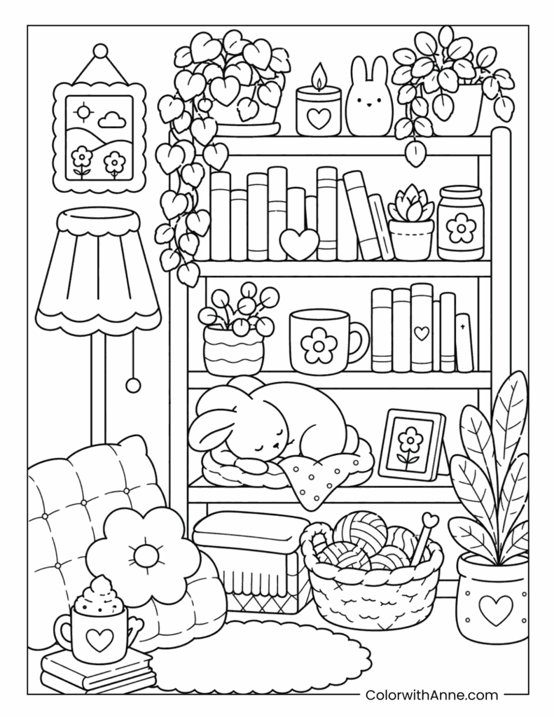 Sleepy Bunny’s Cozy Bookshelf Nap