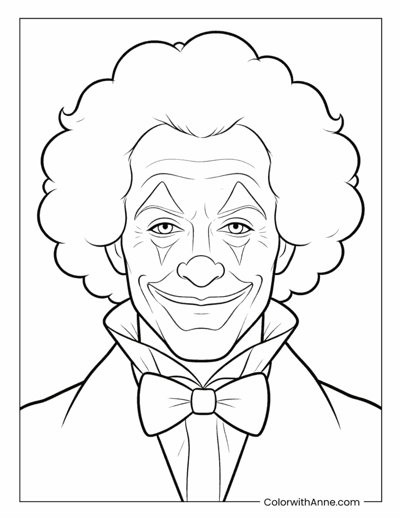 Smiling Joker Portrait Coloring Page