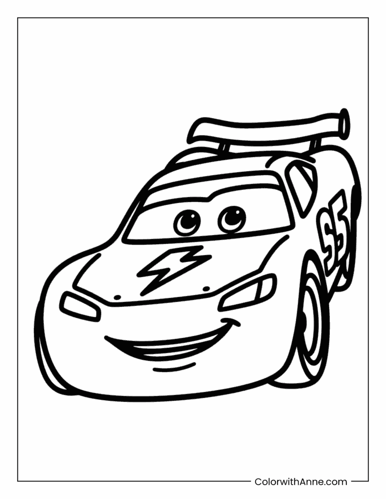 Smiling Lightning McQueen Coloring Page