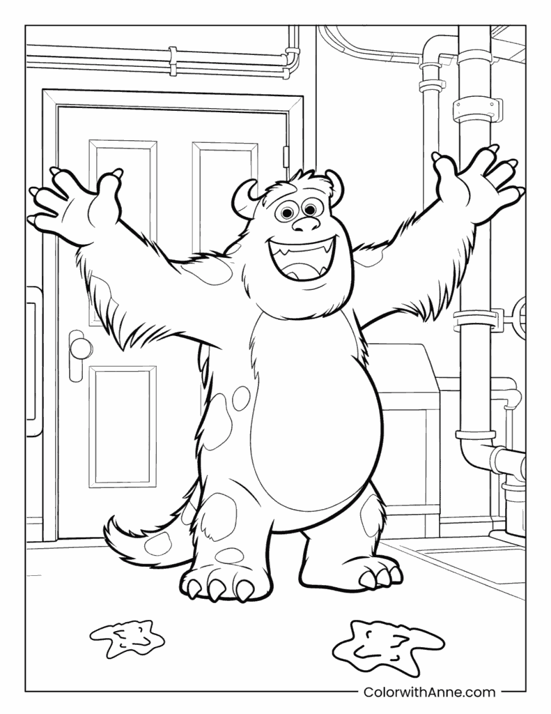 Smiling Sulley Coloring Page for Kids