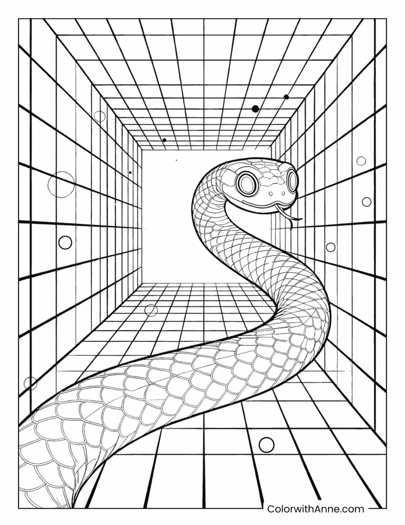 Snake in Gaming World Coloring Page