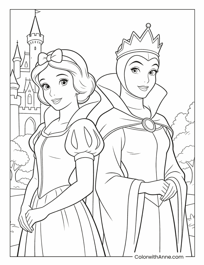 Snow White and Evil Queen Coloring Page