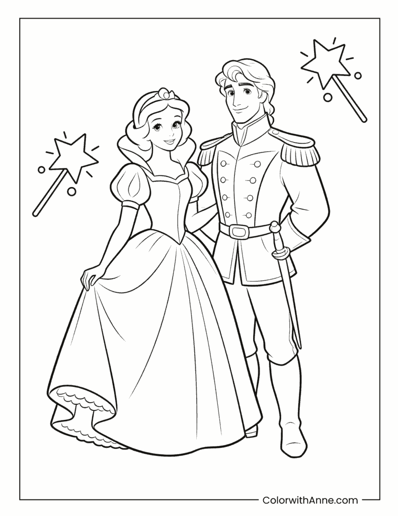 Snow White and Prince Charming Coloring Page
