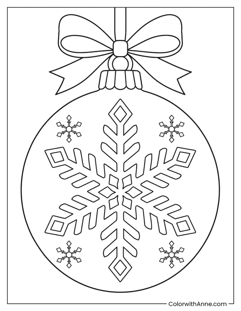 Snowflake Christmas Ornament Coloring Page