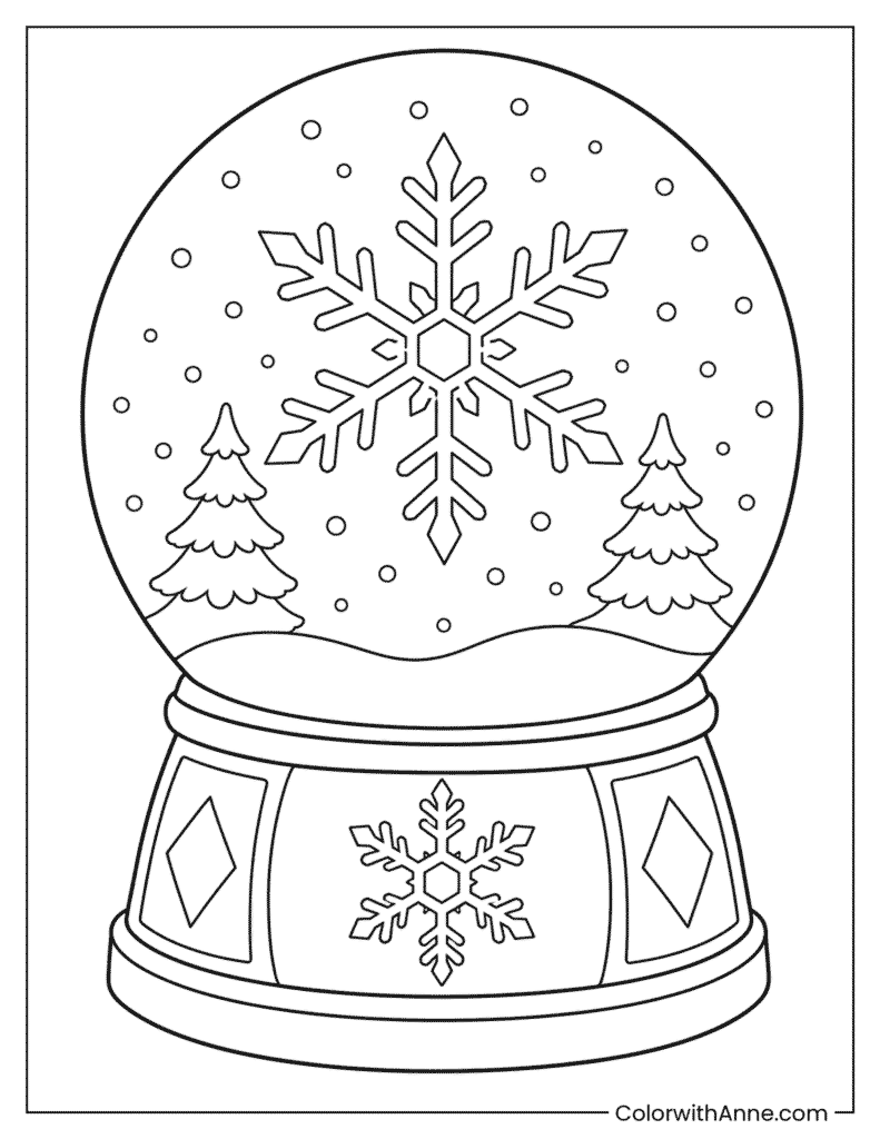 Snowflake Snow Globe Coloring Page