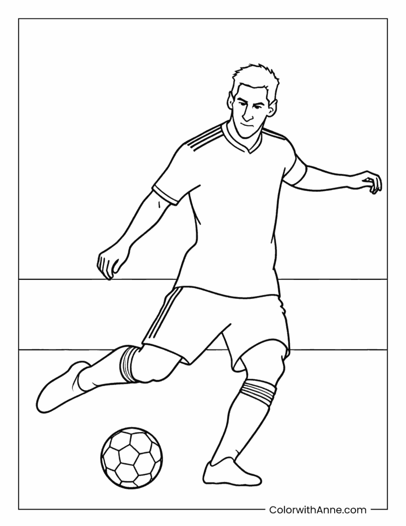 Soccer Player Kicking Ball Coloring Page