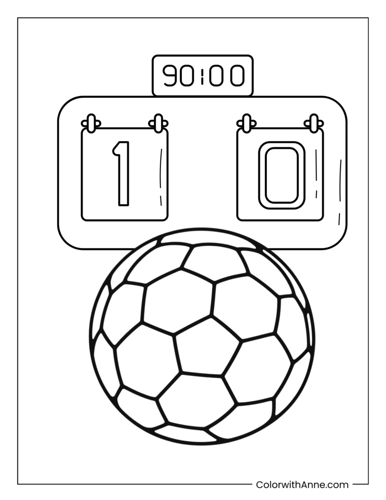 Soccer & Scoreboard Coloring Page