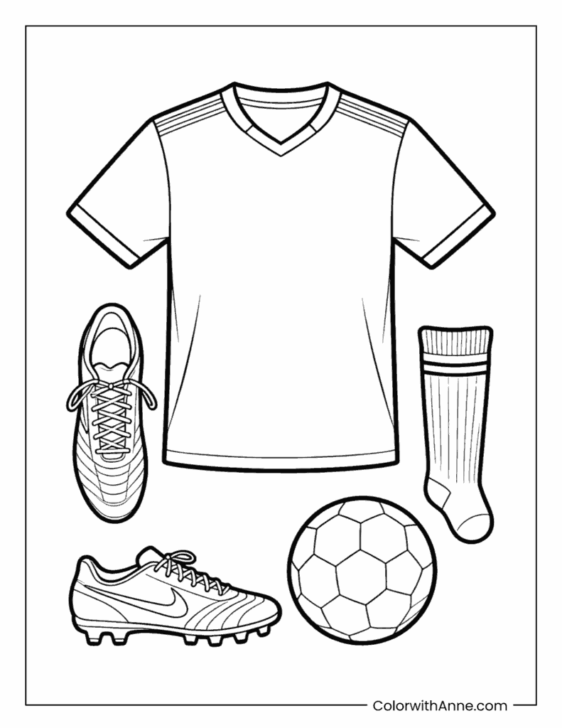 Soccer Uniform and Gear Coloring Page