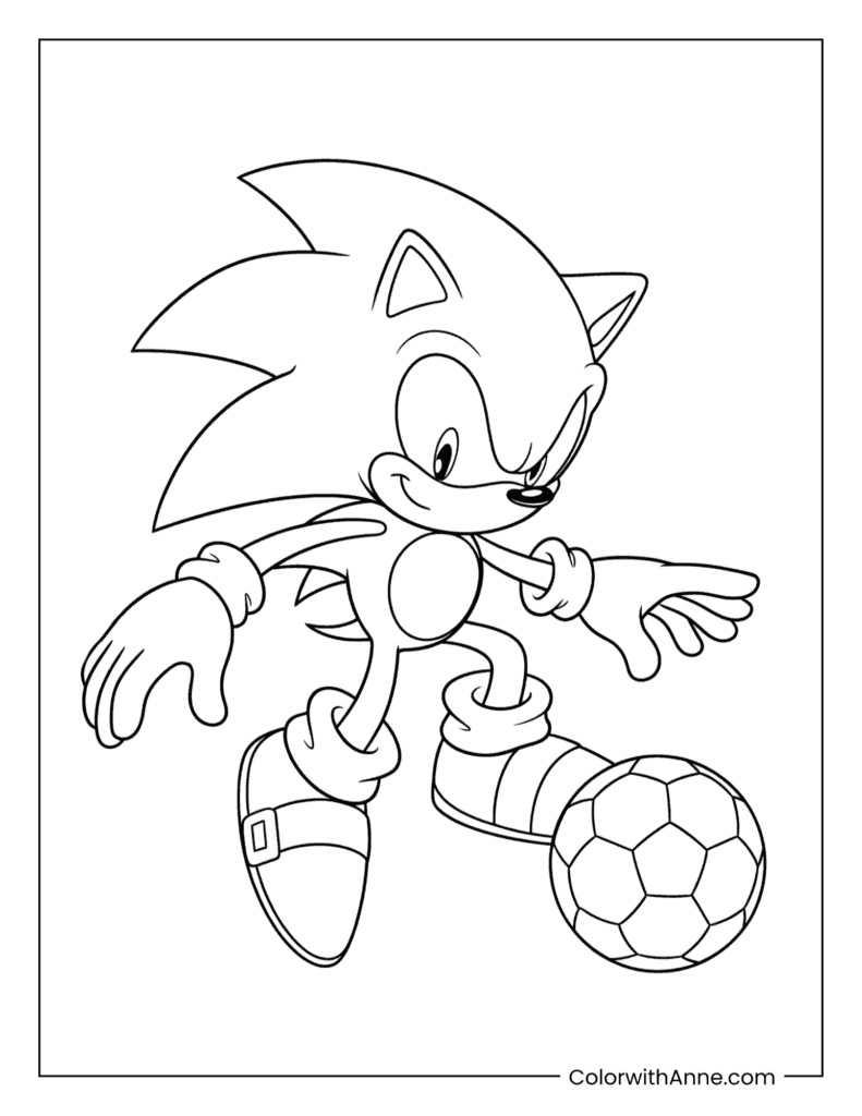Sonic Playing with a Soccer Ball Coloring Page