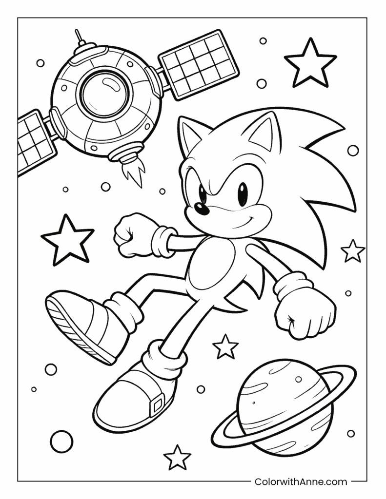 Sonic Standing in Space Coloring Page