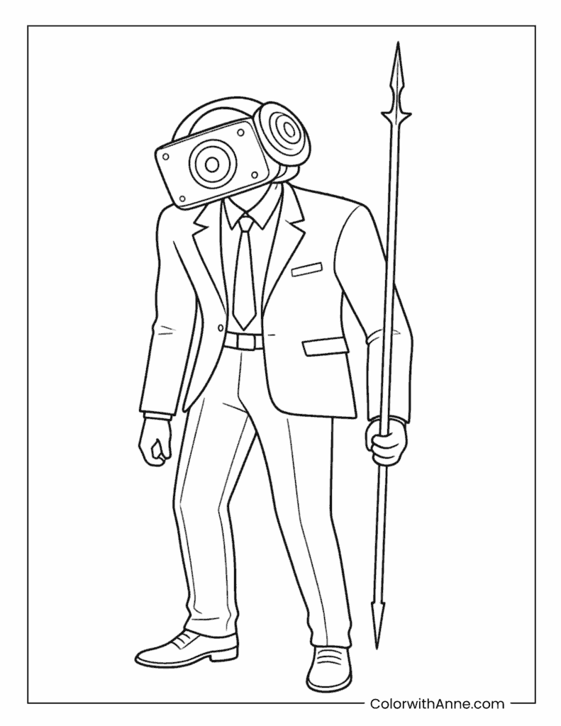 Speaker Man Holding Spear Coloring Page