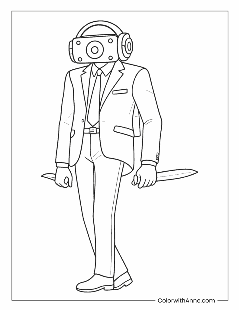 Speaker Man With Dual Knives Coloring Page