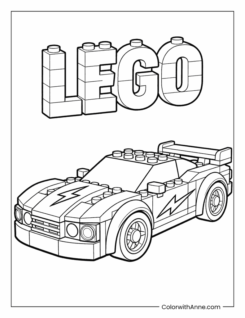 Speeding Lego Racer Car Coloring Page