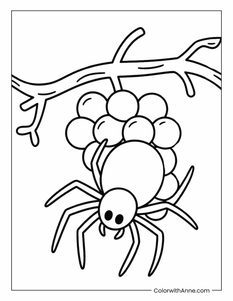 Spider on a Grapevine Coloring Page