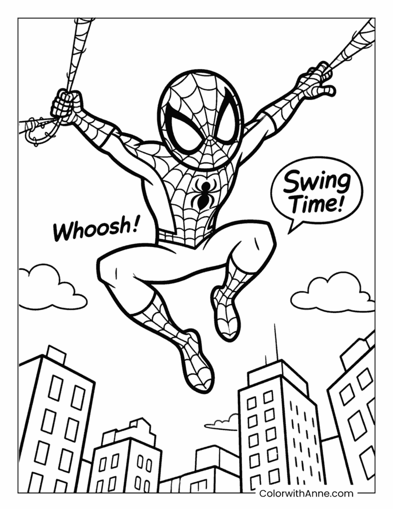 Spidey Swing Time Coloring Page
