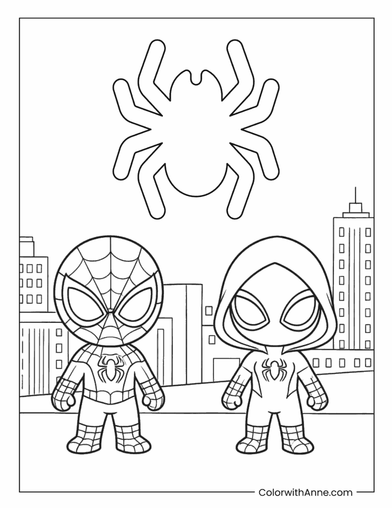 Spidey and Ghost-Spider Team-Up Coloring Page