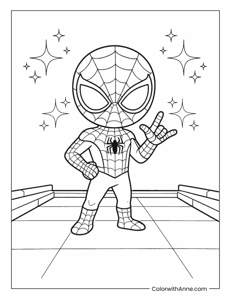 Spidey and His Amazing Friends Spidey Power Pose Coloring Page