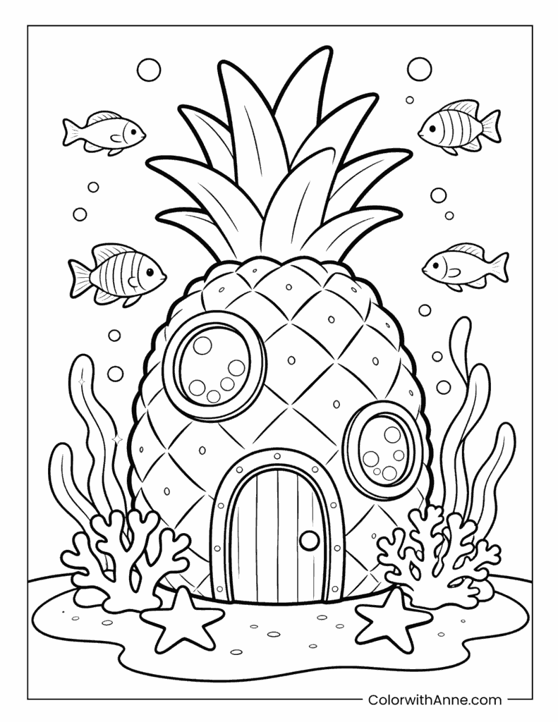 SpongeBob’s Pineapple House Under the Sea Bikini Bottom Coloring Page
