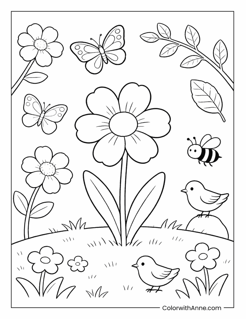 Spring Garden Coloring Page