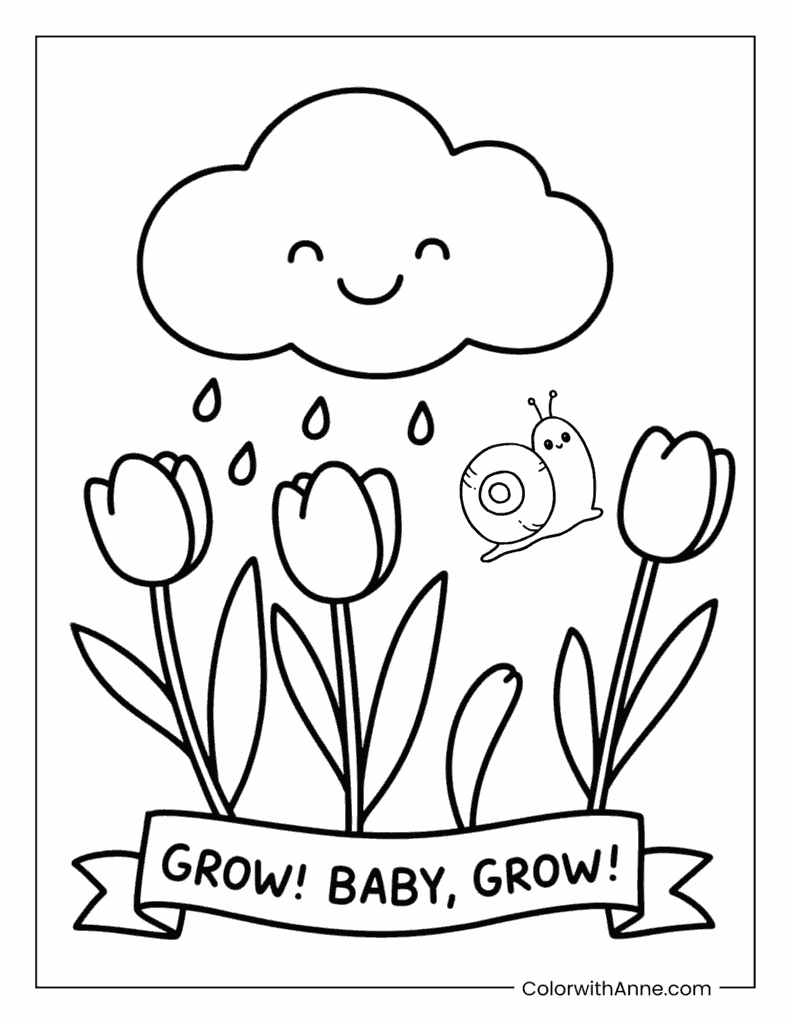 Spring Garden Grow Baby Grow Coloring Page