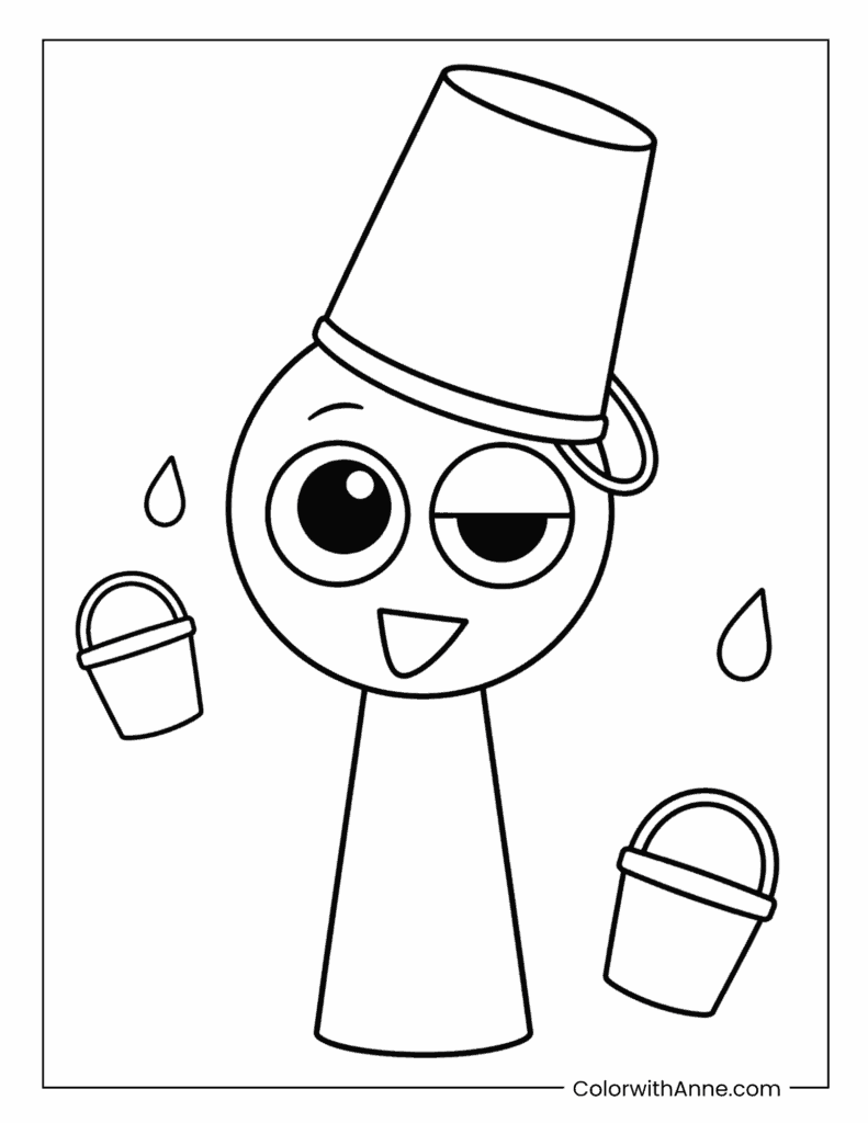 Sprunki Brud With Buckets Coloring Page