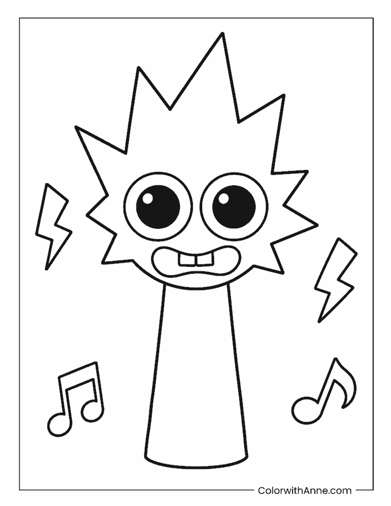 Sprunki OWAKCX With Spiky Hair Coloring Page