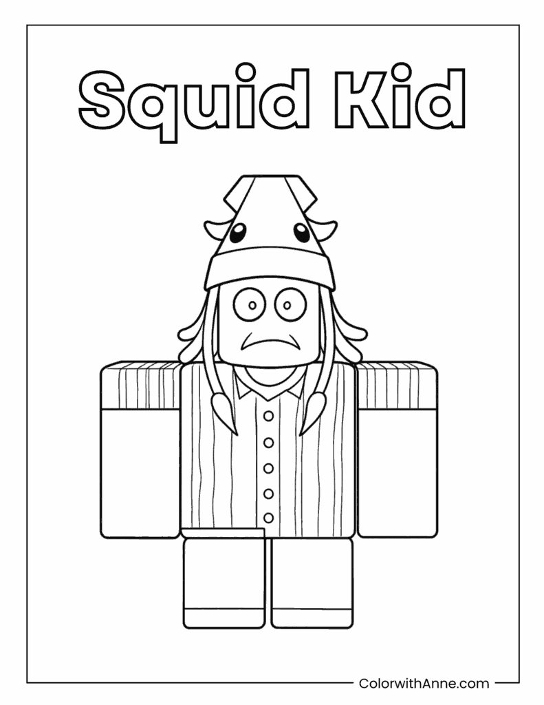 Squid Kid Sad Survivor Character Coloring Page