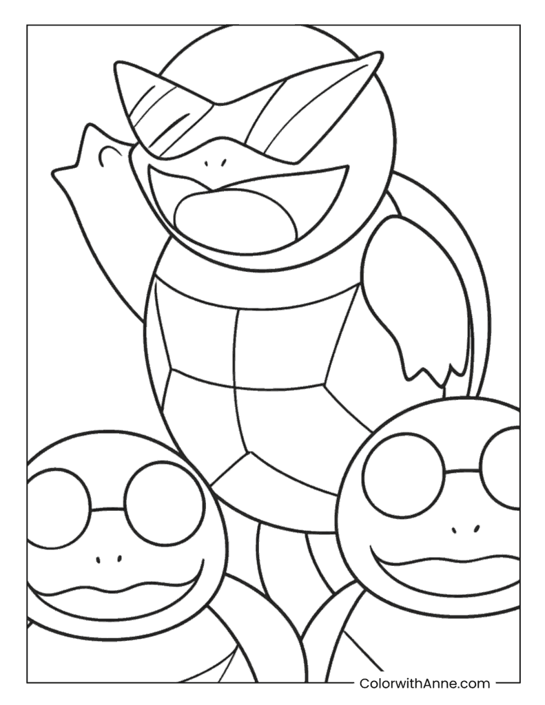 Squirtle Squad Coloring Page