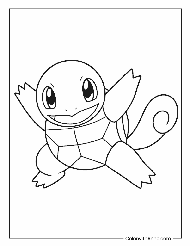 Squirtle Standing And Smiling Coloring Page