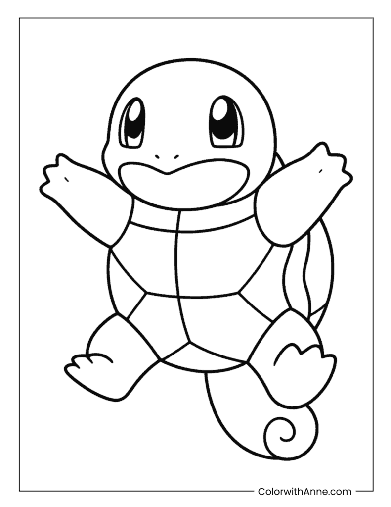 Squirtle Waving With Open Arms Coloring Page