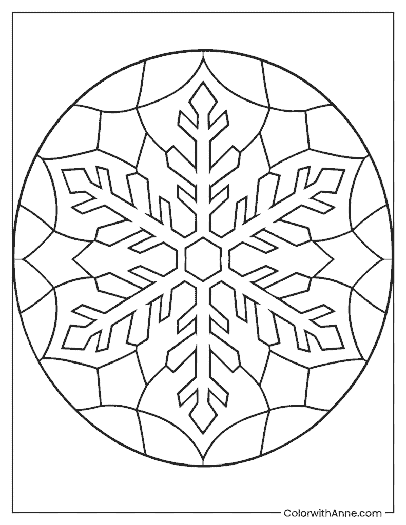 Stained Glass Snowflake Coloring Page