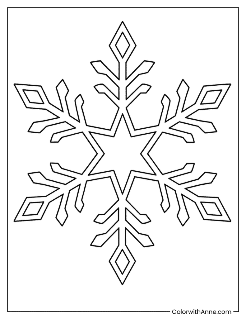 Star-Shaped Snowflake Coloring Page