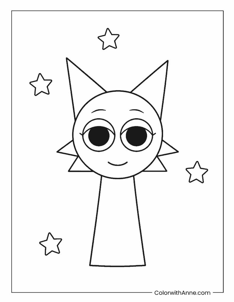 Starry Wenda Sprunki Cat Coloring Page
