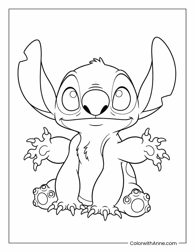 Stitch with Four Arms Coloring Page