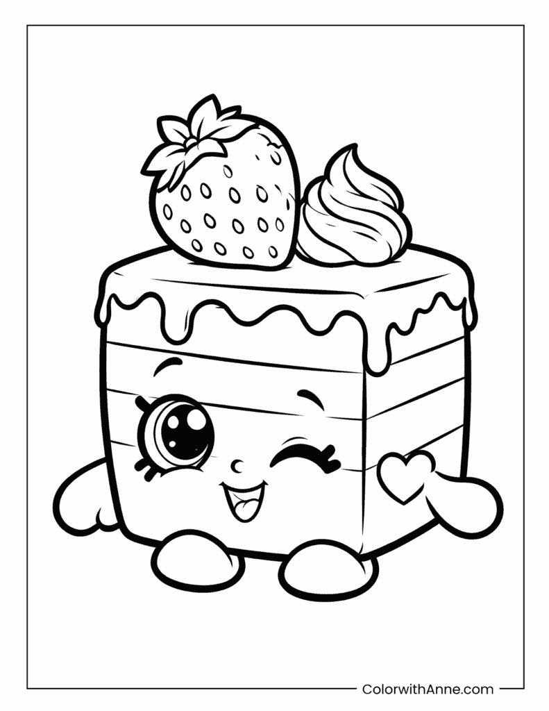 Strawberry Cake Sweet Treat Coloring Sheet
