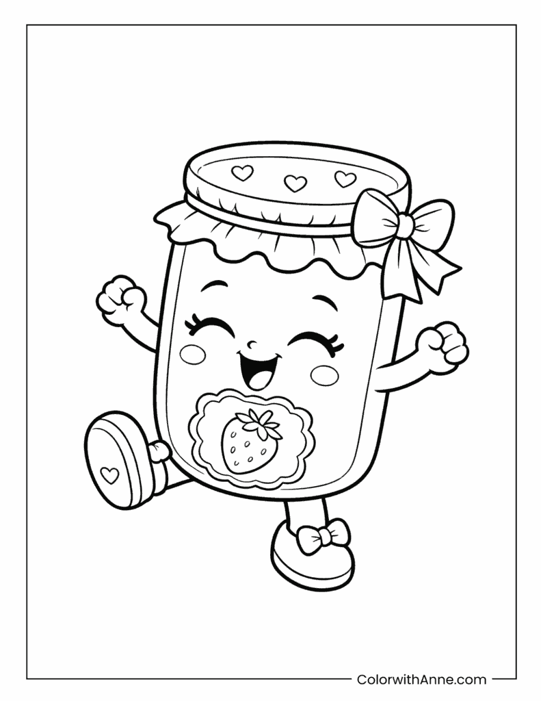 Strawberry Jam Jar Coloring Sheet