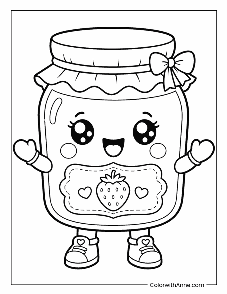 Strawberry Jam Jar Printable Coloring Page