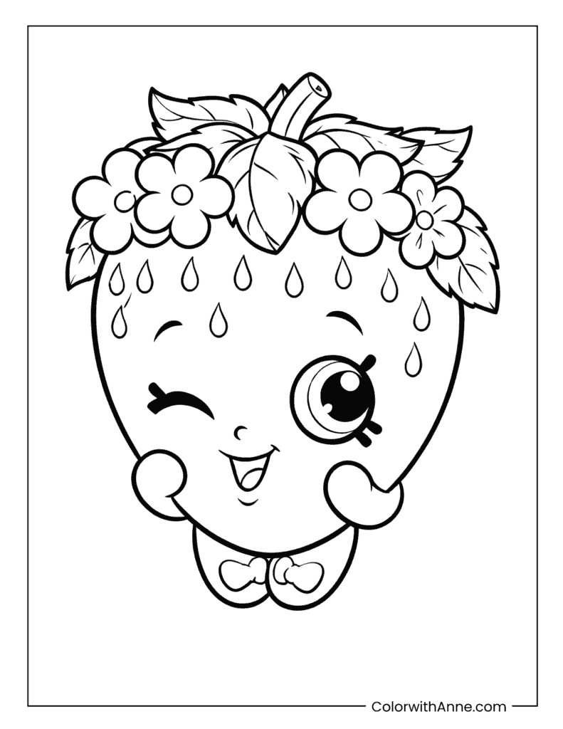 Strawberry Kiss Shopkins Fruit Coloring Sheet