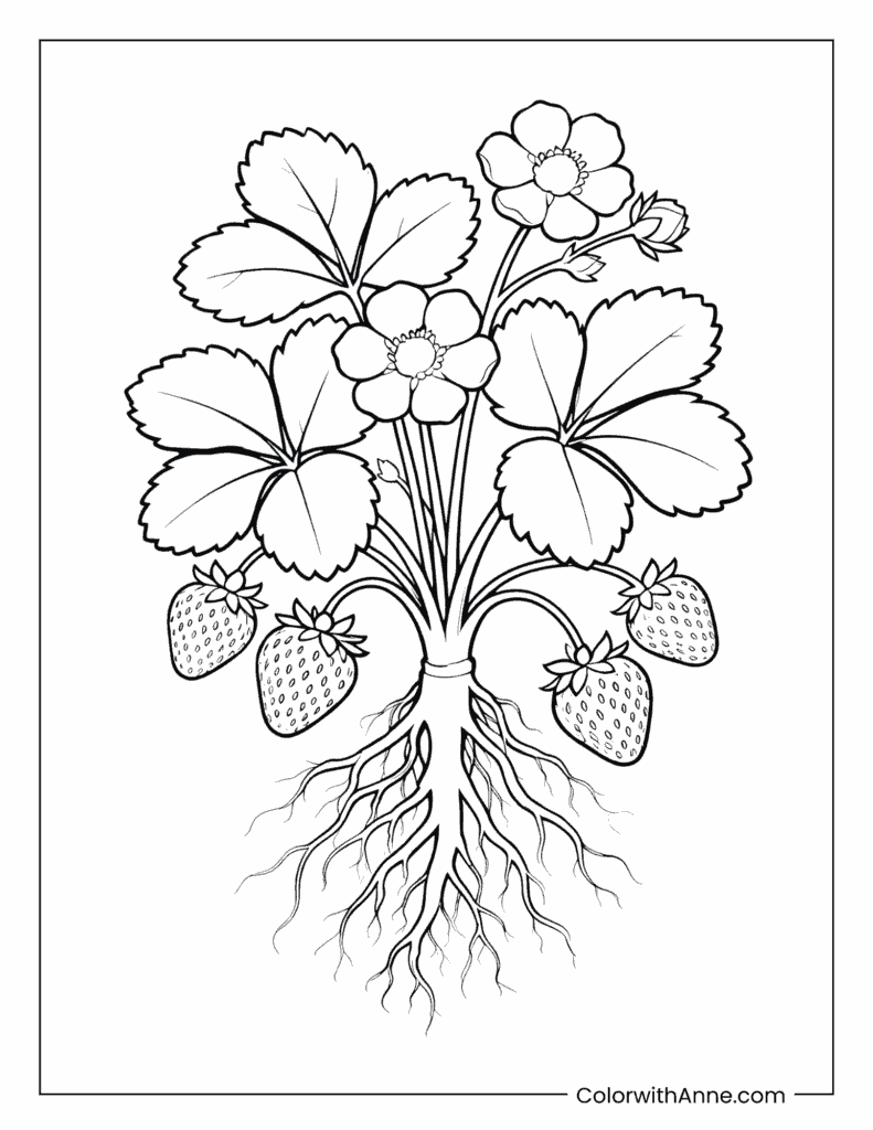 Strawberry Plant Life Cycle Coloring Page